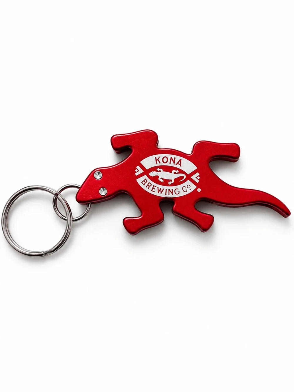 Kona Brewing Co Red Metal Bottle Opener Keychain Gecko Beer Collectible